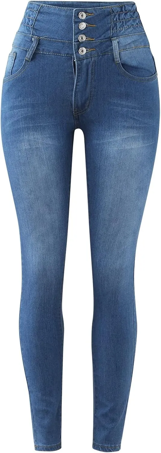 Jeans Sexy Zppered High-Waisted Temperament Slim-fit Four-Button Women's Stretch Black Flare Jeans for Women
