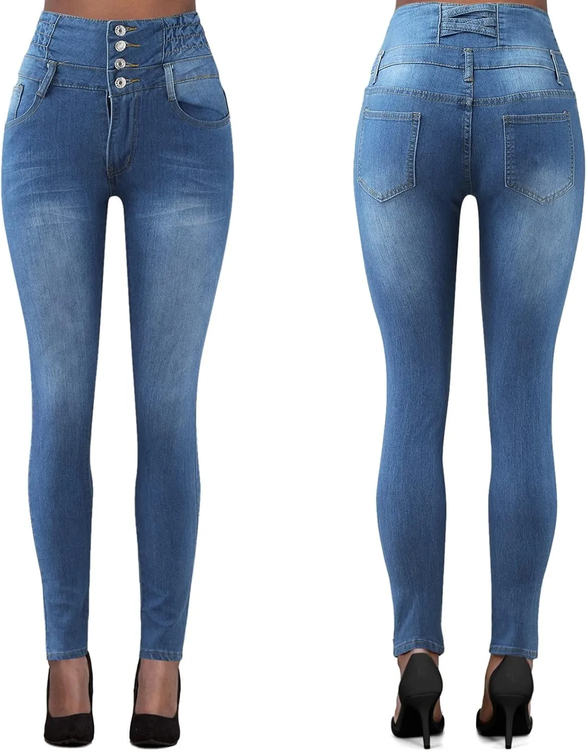 Jeans Sexy Zppered High-Waisted Temperament Slim-fit Four-Button Women's Stretch Black Flare Jeans for Women