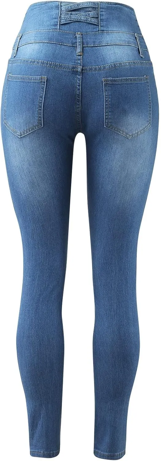 Jeans Sexy Zppered High-Waisted Temperament Slim-fit Four-Button Women's Stretch Black Flare Jeans for Women