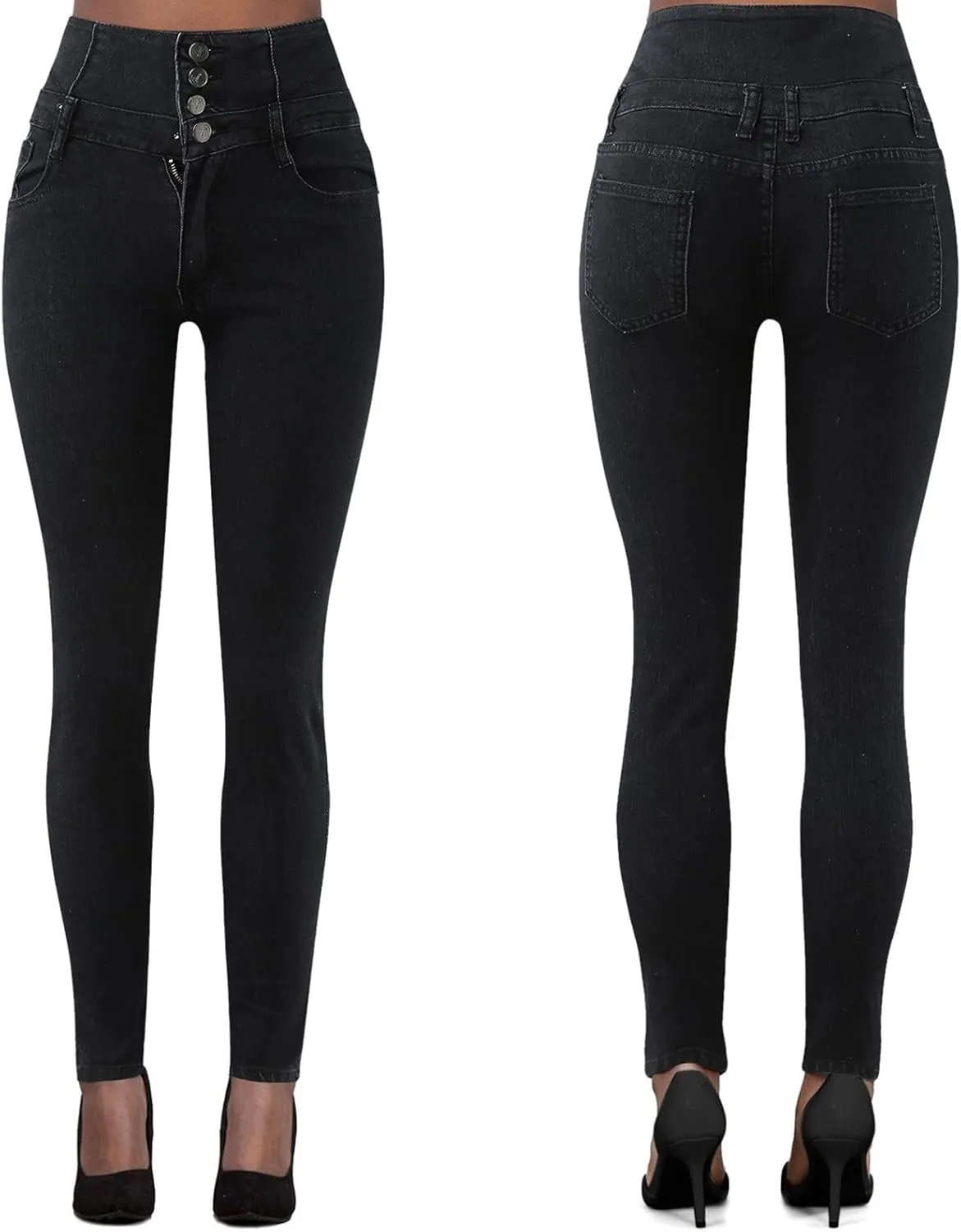 Jeans Sexy Zppered High-Waisted Temperament Slim-fit Four-Button Women's Stretch Black Flare Jeans for Women
