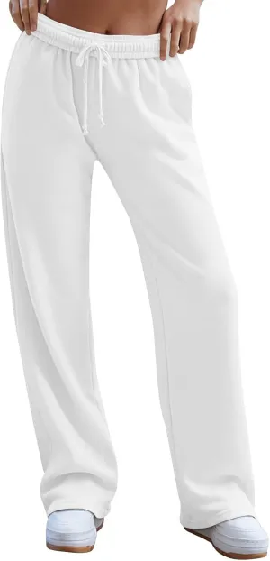 Jogger Sweatpants Women Casual Baggy Drawstring Wide Leg Pants Athletic Workout Lounge Pants with Pockets
