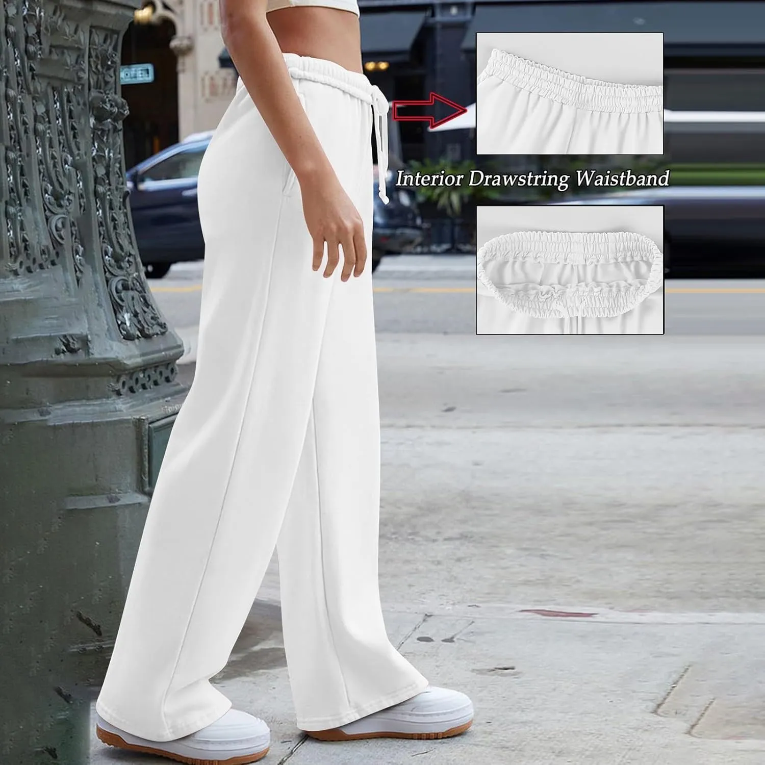 Jogger Sweatpants Women Casual Baggy Drawstring Wide Leg Pants Athletic Workout Lounge Pants with Pockets