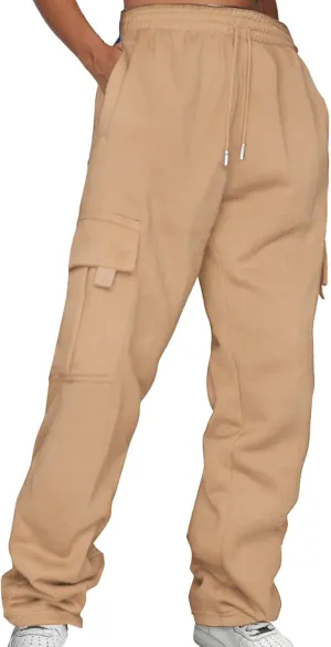 Joggers for Women Breathable Colorblocking Casual Pants Side Pockets Leg Opening Drawstring Workout Running Pants