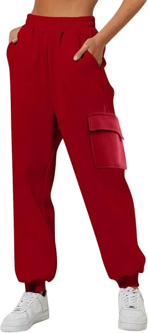 Joggers for Women Breathable Colorblocking Casual Pants Side Pockets Leg Opening Drawstring Workout Running Pants