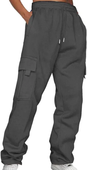 Joggers for Women Breathable Colorblocking Casual Pants Side Pockets Leg Opening Drawstring Workout Running Pants