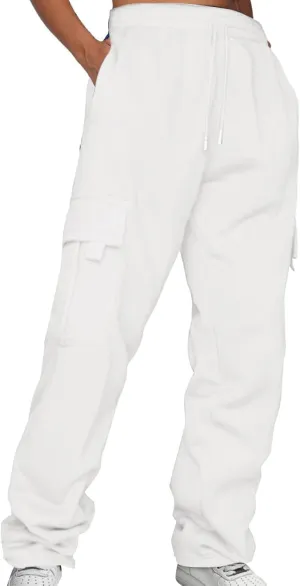 Joggers for Women Breathable Colorblocking Casual Pants Side Pockets Leg Opening Drawstring Workout Running Pants