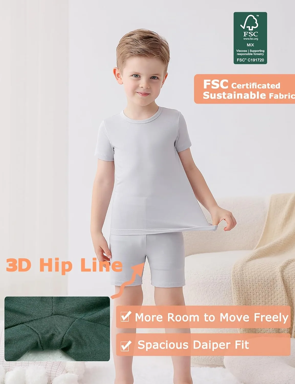 JunNeng Baby Toddler Rayon from Bamboo Pajamas Sets,Kid Boy Girl Solid Snug Fit Short Sleeve Summer Sleepwear