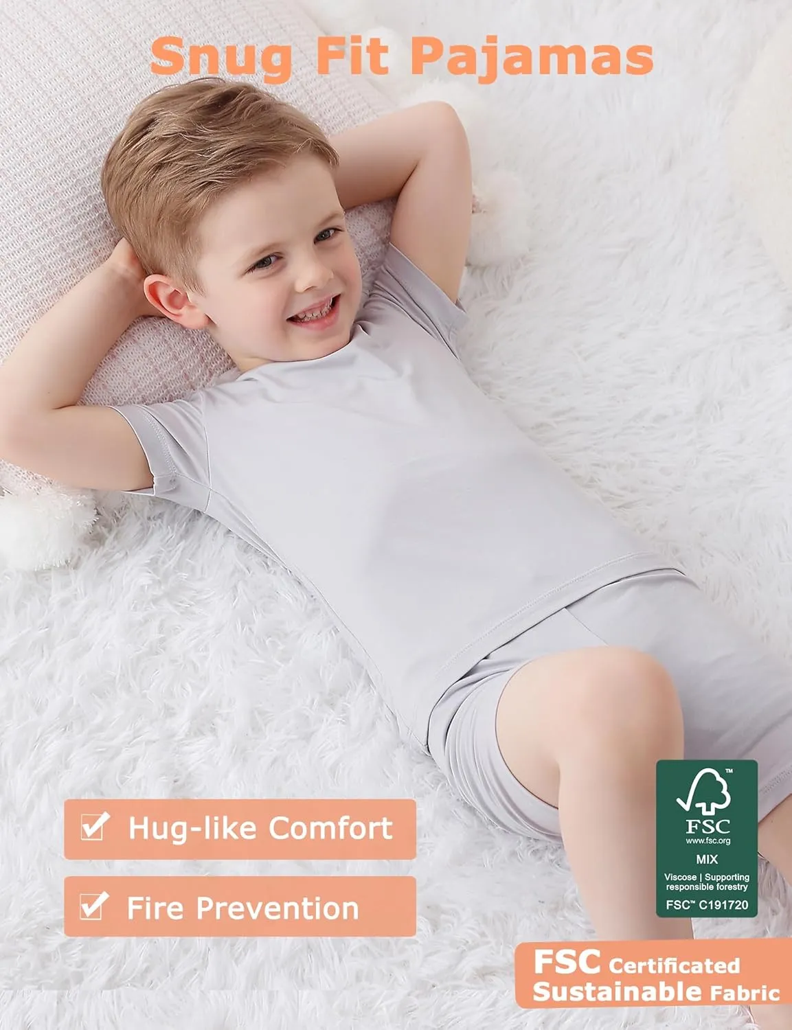 JunNeng Baby Toddler Rayon from Bamboo Pajamas Sets,Kid Boy Girl Solid Snug Fit Short Sleeve Summer Sleepwear
