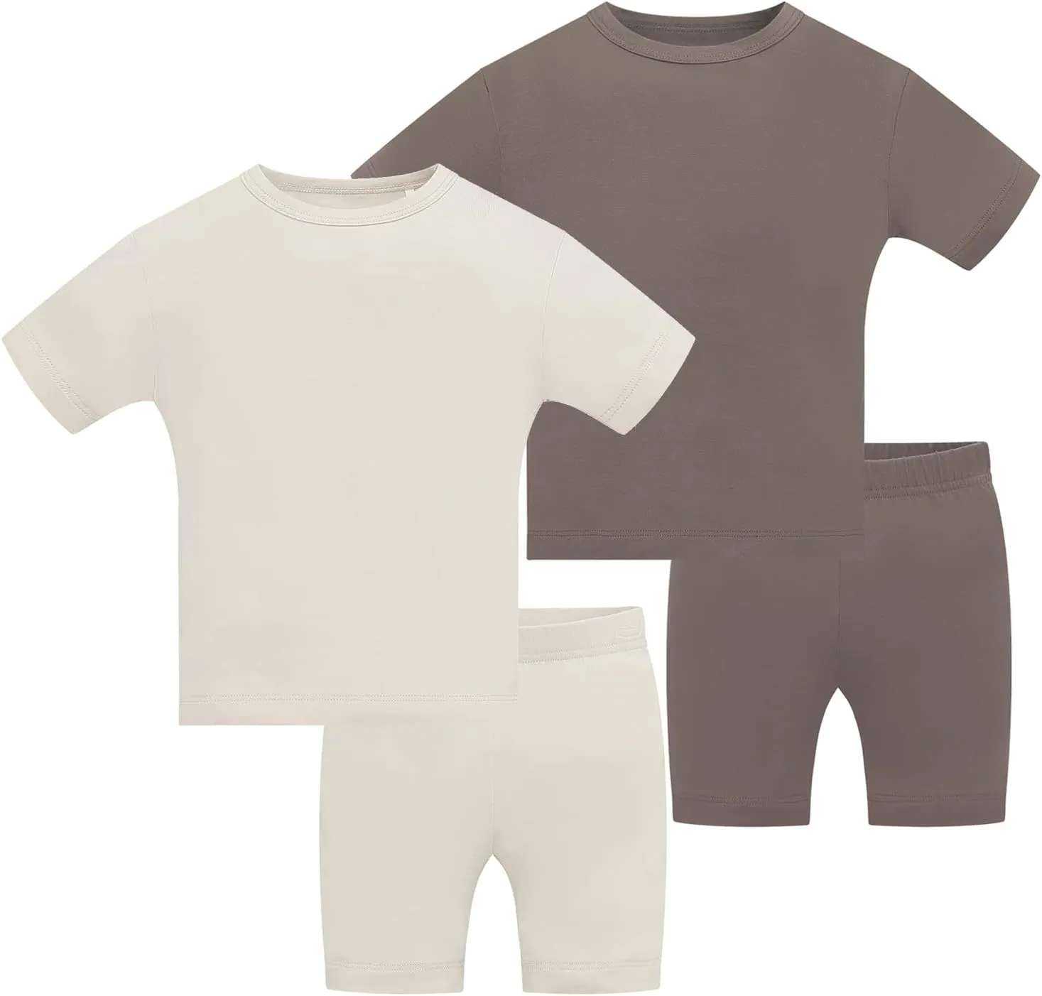 JunNeng Baby Toddler Rayon from Bamboo Pajamas Sets,Kid Boy Girl Solid Snug Fit Short Sleeve Summer Sleepwear