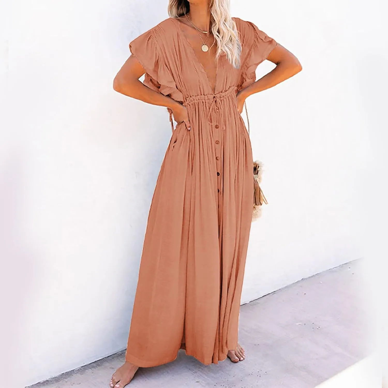 Kaftan Dresses for Women Plus Size Swimsuit Cover Up V Neck Caftan Beach Dress Loungewear