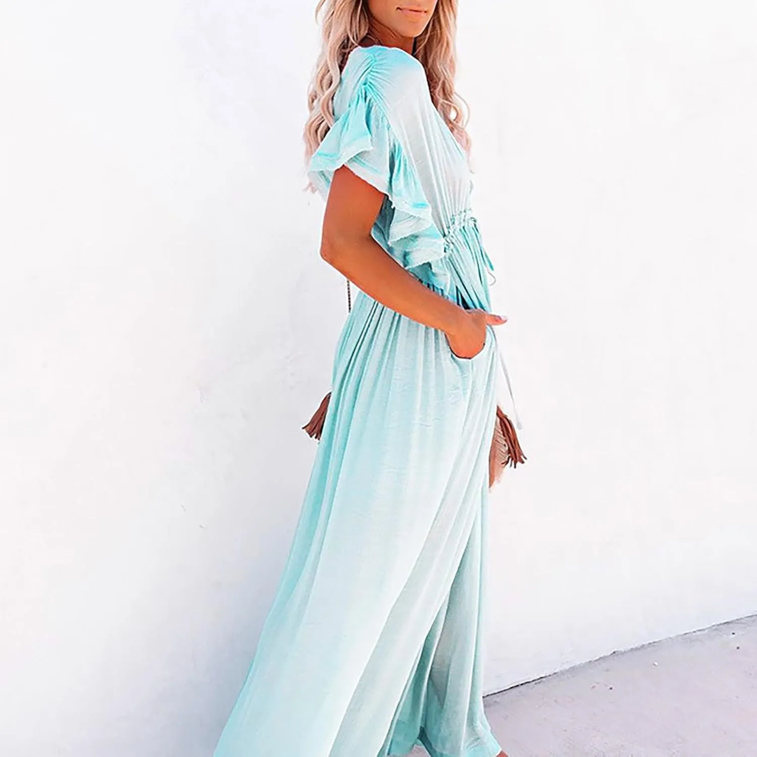 Kaftan Dresses for Women Plus Size Swimsuit Cover Up V Neck Caftan Beach Dress Loungewear