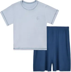 Kids Short Sleeve Pajama Set Viscose Boys Girls 2pcs Pj's Sleepwear Set for 2-14 Years