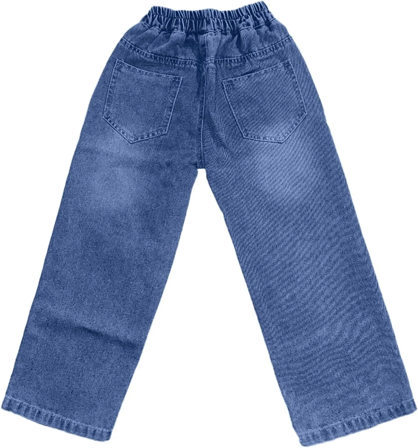 Kids Teen Boys Baggy Jeans Casual Straight Wide Leg Jeans Y2K Loose Elastic Waist Denim Pants Trousers with Pockets