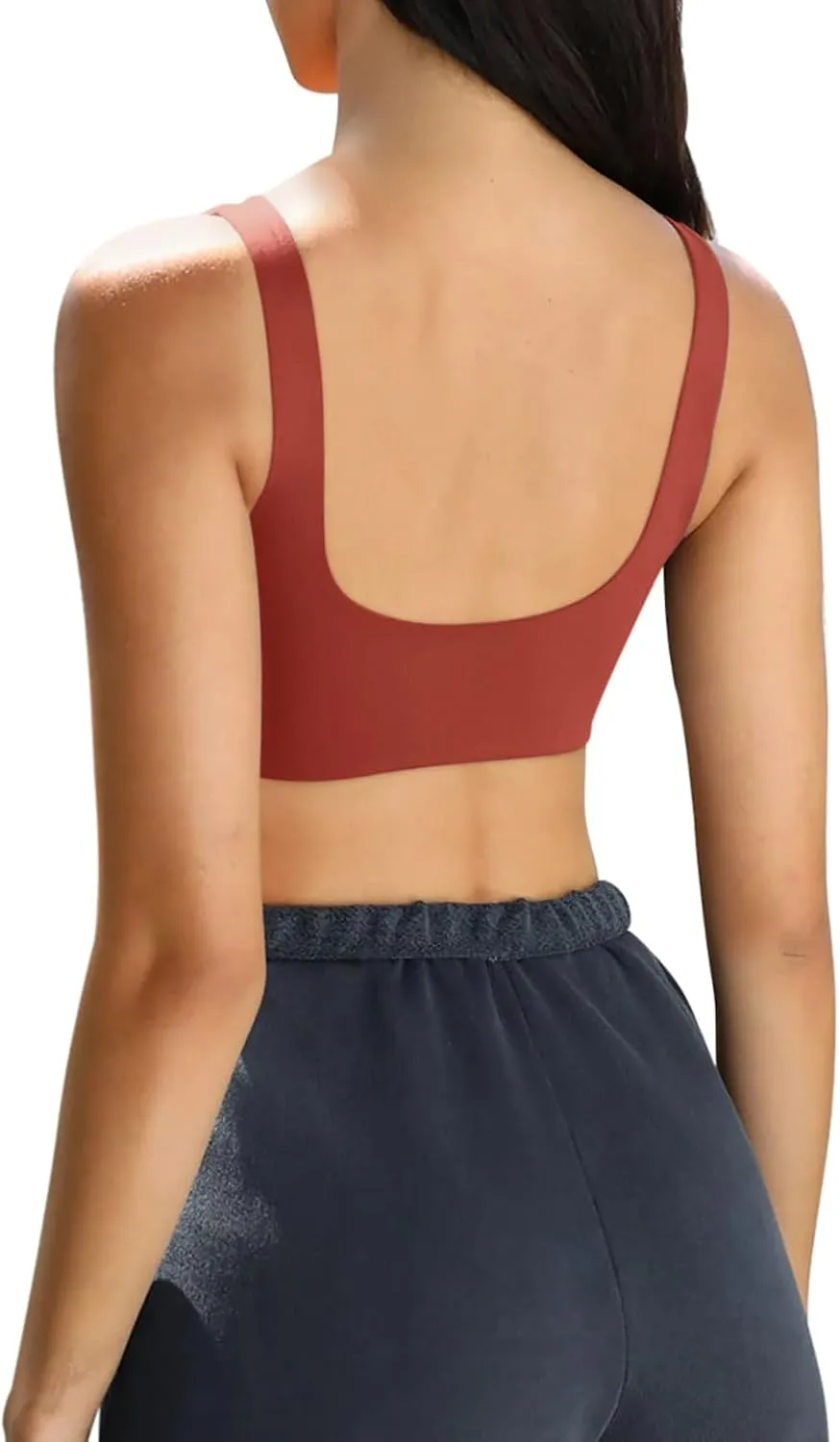 LASLULU Sexy Sports Bras for Women Scoop Neck Sleeveless Padded Bra Workout Yoga Crop Top