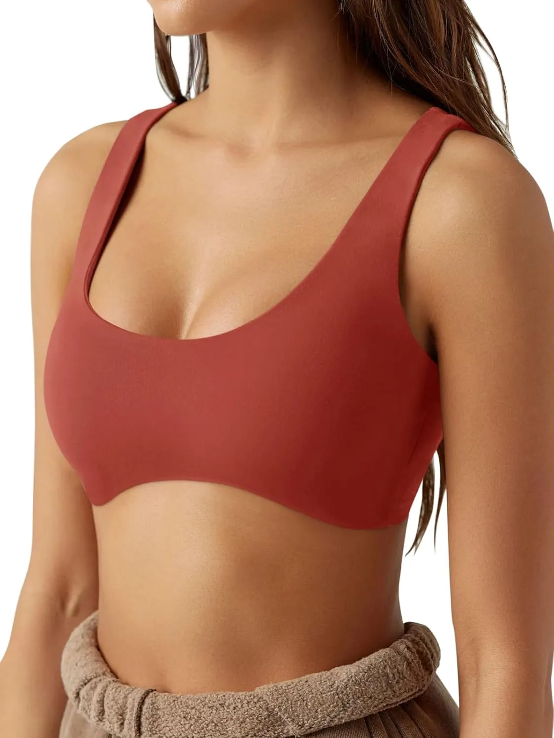 LASLULU Sexy Sports Bras for Women Scoop Neck Sleeveless Padded Bra Workout Yoga Crop Top