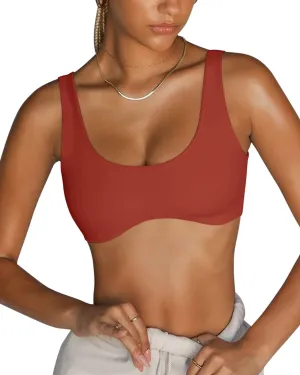 LASLULU Sexy Sports Bras for Women Scoop Neck Sleeveless Padded Bra Workout Yoga Crop Top