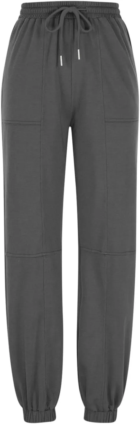 lcziwo Womens Fleece Lined Pants Baggy Wide Straight Leg Pants High Waisted Athletic Jogger Pants Drawstring Loungewear