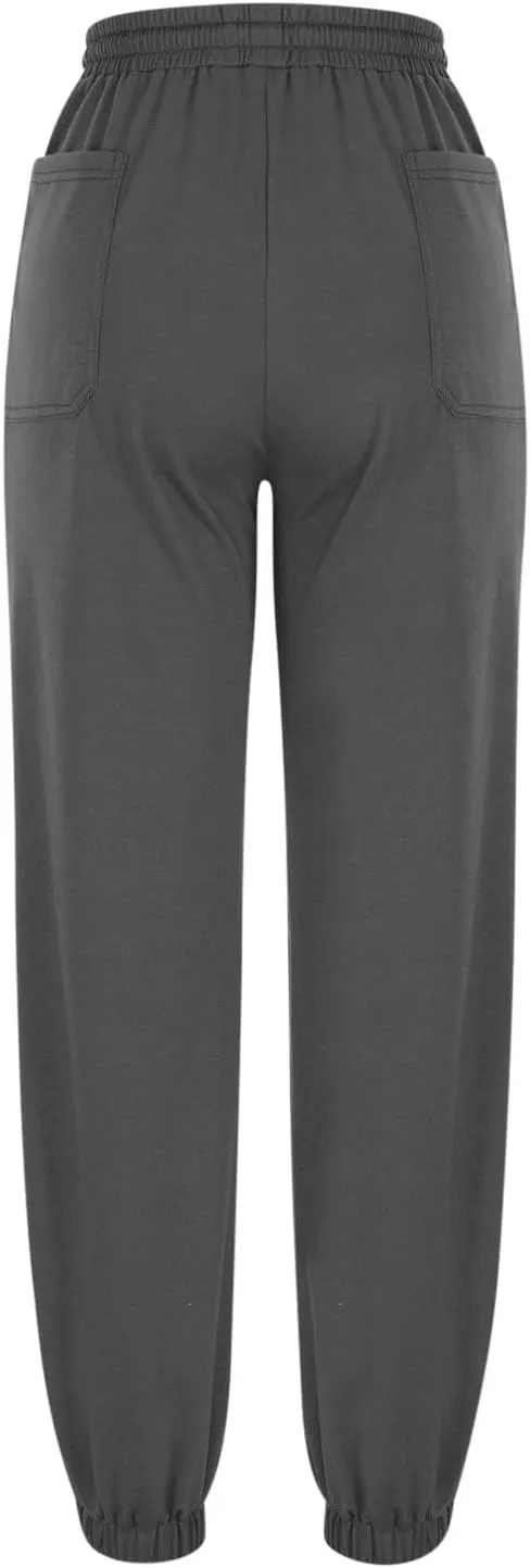 lcziwo Womens Fleece Lined Pants Baggy Wide Straight Leg Pants High Waisted Athletic Jogger Pants Drawstring Loungewear