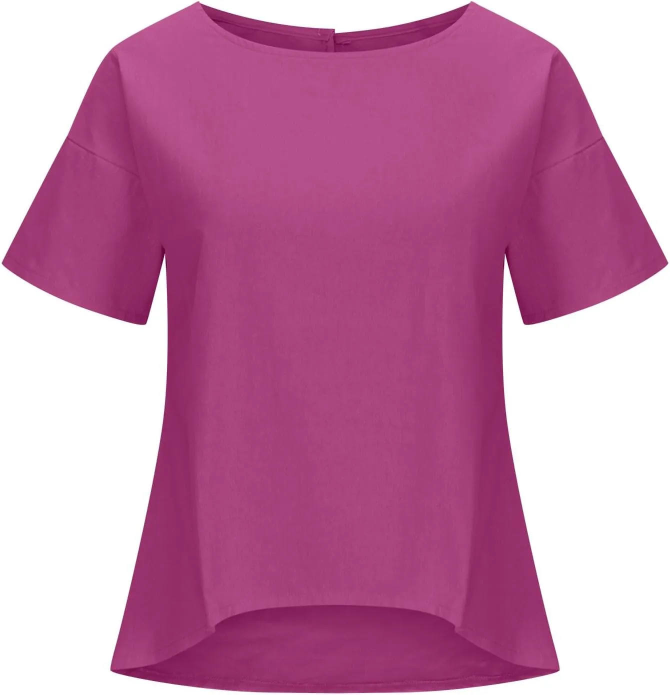 Linen Shirts for Women Summer Short Sleeve Tops Dressy Casual Blouse Irregular Hi-Low Hem Tunic Tees Fashion Clothes