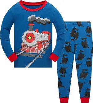 Little Boy Space Pajama Set 100% Cotton Dinosaur Sleepwear Long Sleeve Pjs 3-7T