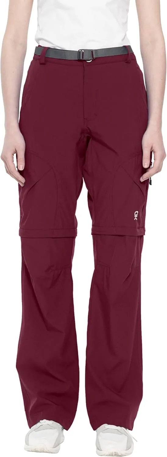 Little Donkey Andy Women's Convertible Hiking Pants Quick Dry Zip Off Shorts Lightweight Fishing Travel Trousers Dark Red XL