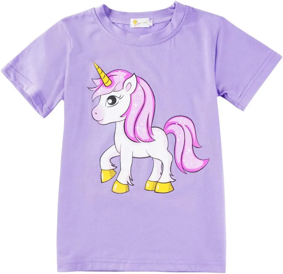 Little Girls Pajamas Short Sleeve 100% Cotton Toddler Pjs Mermaid Sleepwear Unicorn Pajama Summer Clothes Sets 1-7T