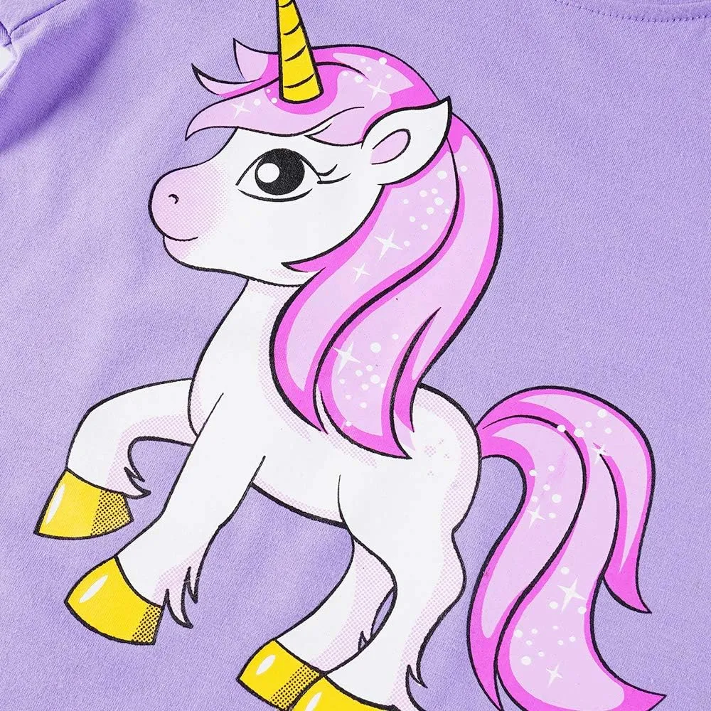Little Girls Pajamas Short Sleeve 100% Cotton Toddler Pjs Mermaid Sleepwear Unicorn Pajama Summer Clothes Sets 1-7T