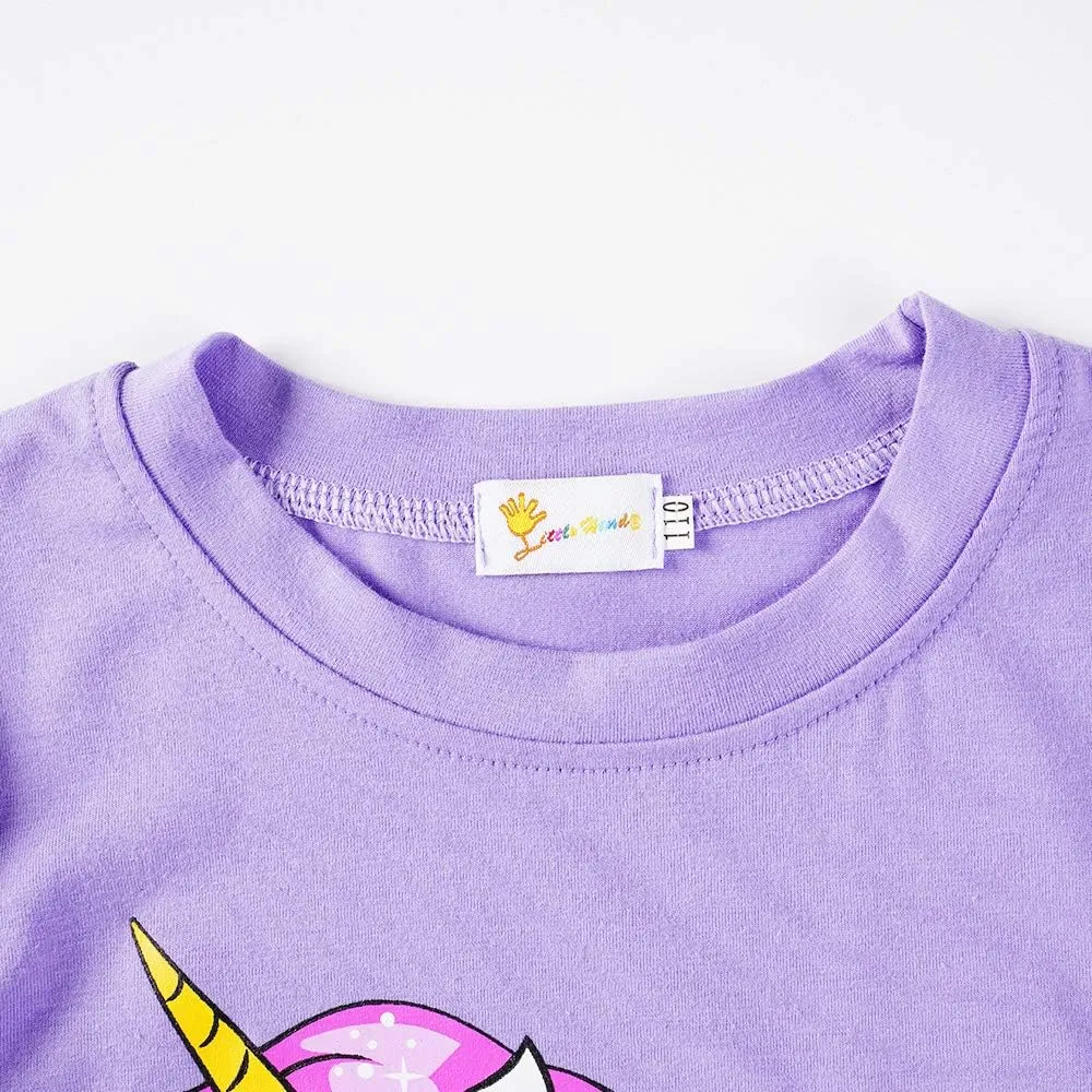 Little Girls Pajamas Short Sleeve 100% Cotton Toddler Pjs Mermaid Sleepwear Unicorn Pajama Summer Clothes Sets 1-7T