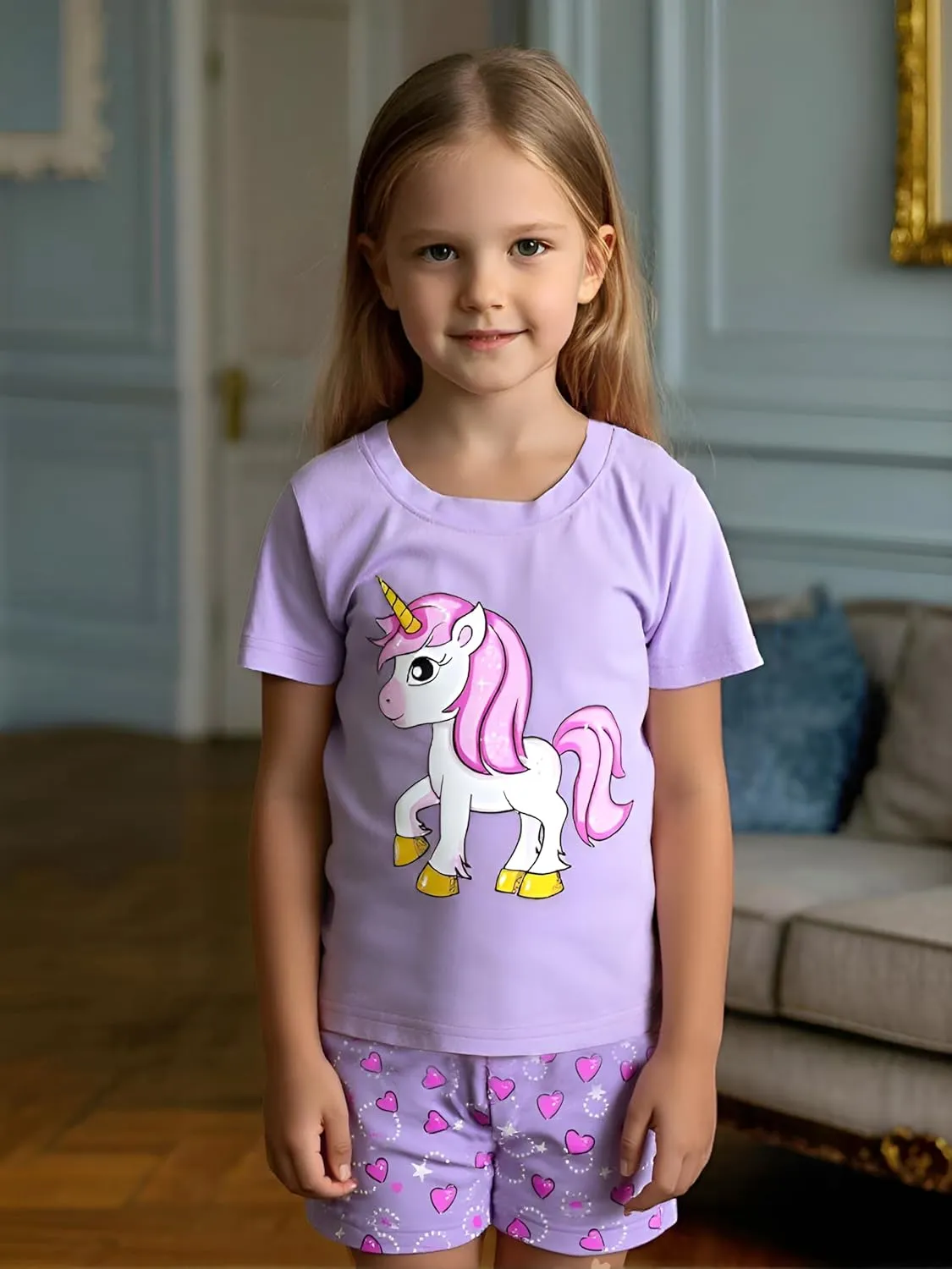 Little Girls Pajamas Short Sleeve 100% Cotton Toddler Pjs Mermaid Sleepwear Unicorn Pajama Summer Clothes Sets 1-7T