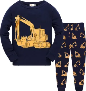 Little Hand Toddler Boys Pajamas Monster Truck Cotton Planets Sleepwear Pjs Sets Long Sleeve Excavator Jammies