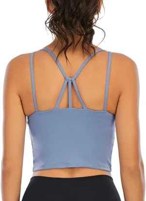 Longline Sports Bras for Women Workout Padded Sports Yoga Bra Tank Tops Crop Top