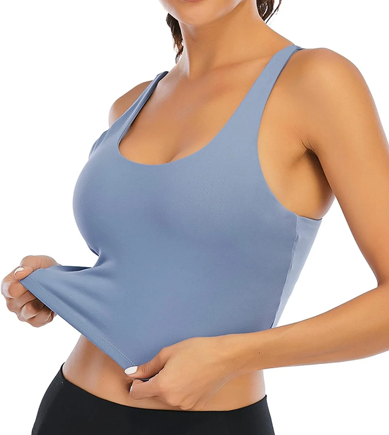 Longline Sports Bras for Women Workout Padded Sports Yoga Bra Tank Tops Crop Top