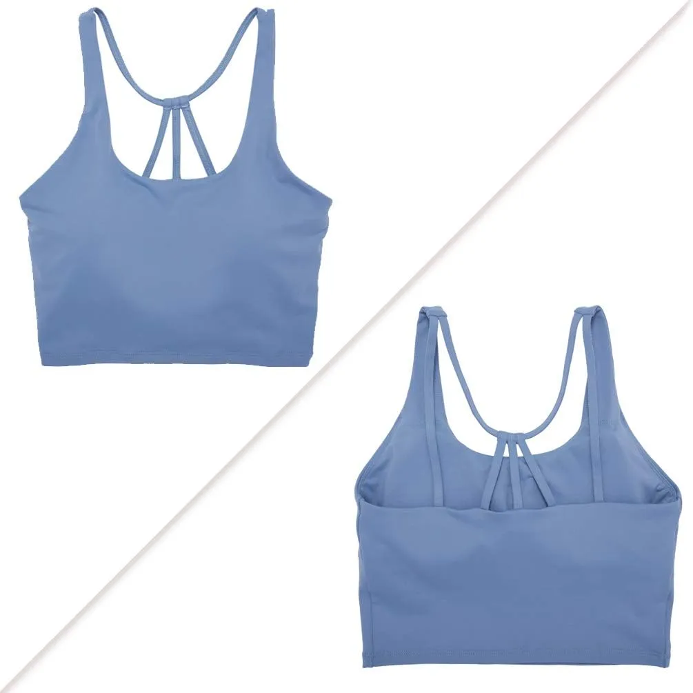 Longline Sports Bras for Women Workout Padded Sports Yoga Bra Tank Tops Crop Top