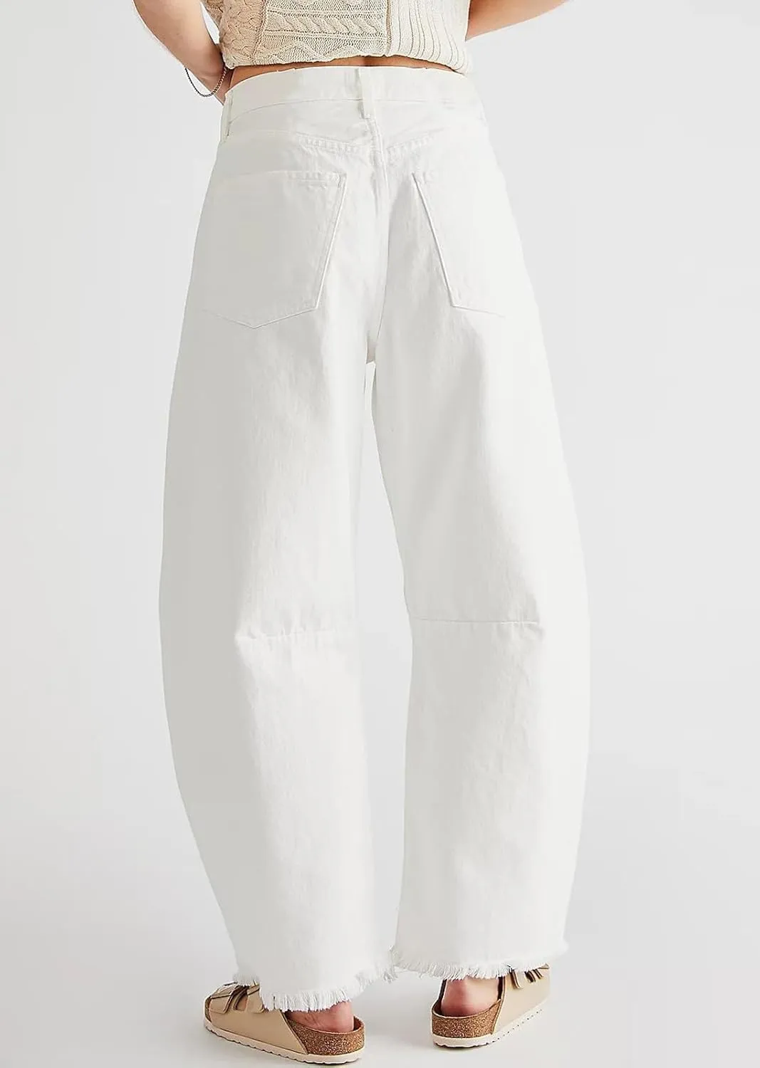 loveimgs Women Loose Distressed Baggy Barrel Jeans High Rise Denim Pants Y2k Frayed Boyfriend Wide Leg Jeans Pocket