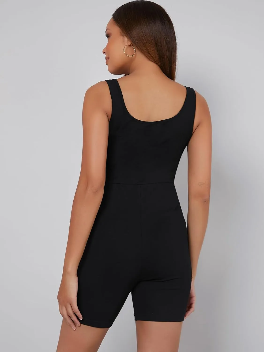MakeMeChic Women's Maternity Scoop Neck Tank Romper Summer Shorts Jumpsuit