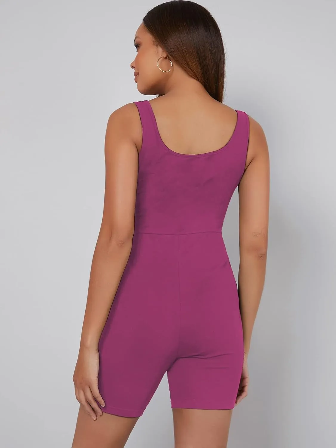 MakeMeChic Women's Maternity Scoop Neck Tank Romper Summer Shorts Jumpsuit
