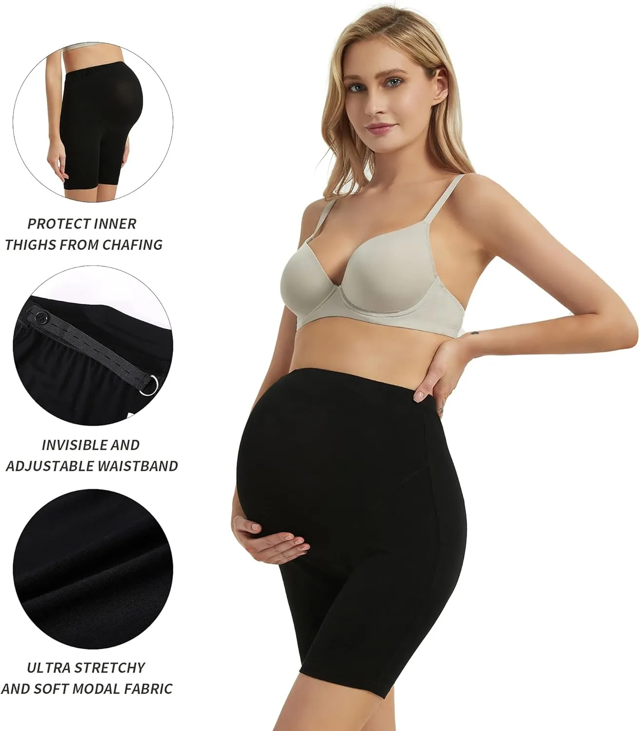Maternity Shorts for Women Over The Belly Pregnancy Short Leggings Under Dress