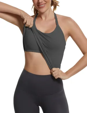 MathCat Seamless Workout Tank Tops with Built in Bra，Racerback Athletic Tank Tops Ribbed Soft Yoga Shirts
