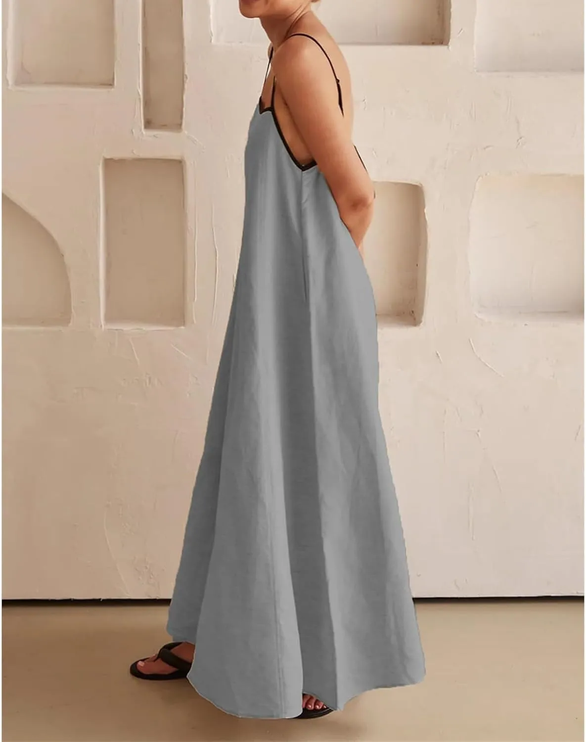 Maxi Dresses for Women 2025 Sundress Loungewear Sleeveless Halter Dress Summer Flowy Swing Dresses Elegant 2025