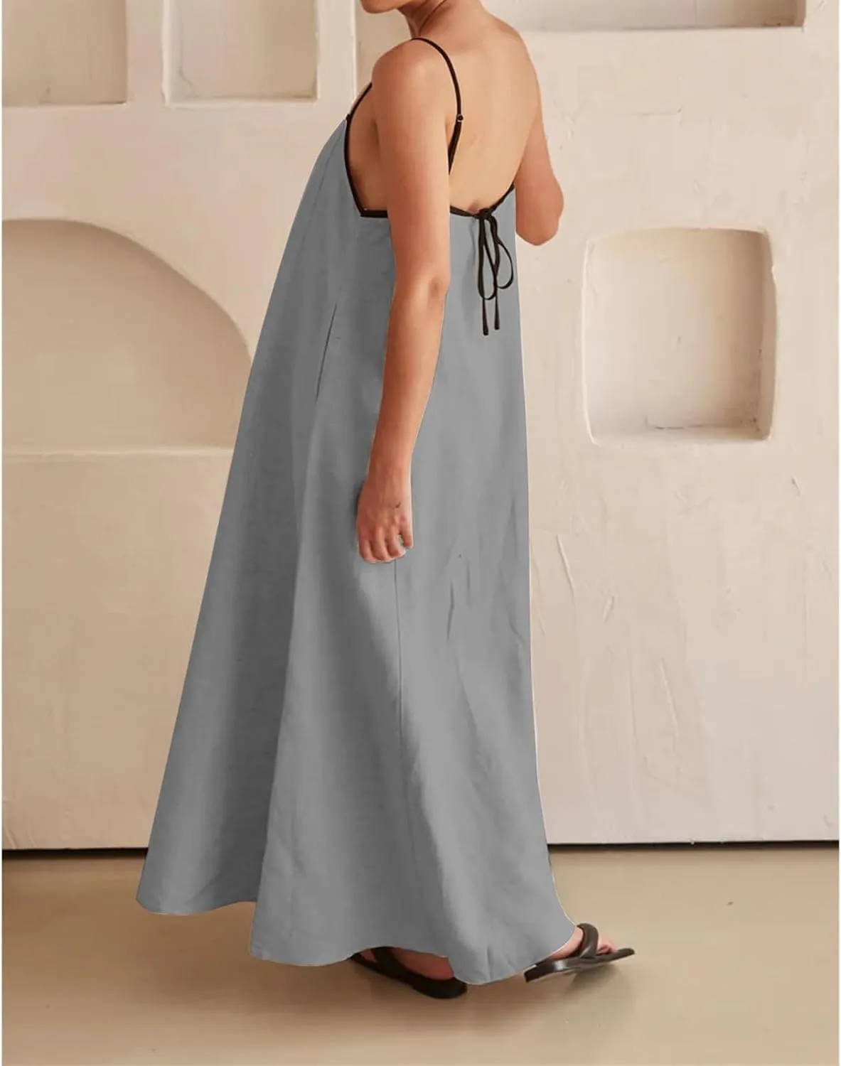 Maxi Dresses for Women 2025 Sundress Loungewear Sleeveless Halter Dress Summer Flowy Swing Dresses Elegant 2025