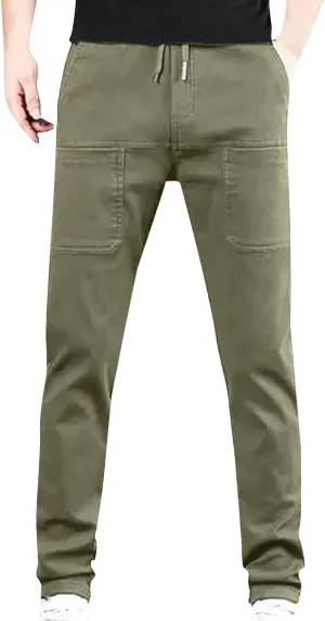 Men Cargo Pants High Stretch Multi Pockets Durable Cargo Pant Comfort Fit Waterproof Cargos Drawstring Trousers