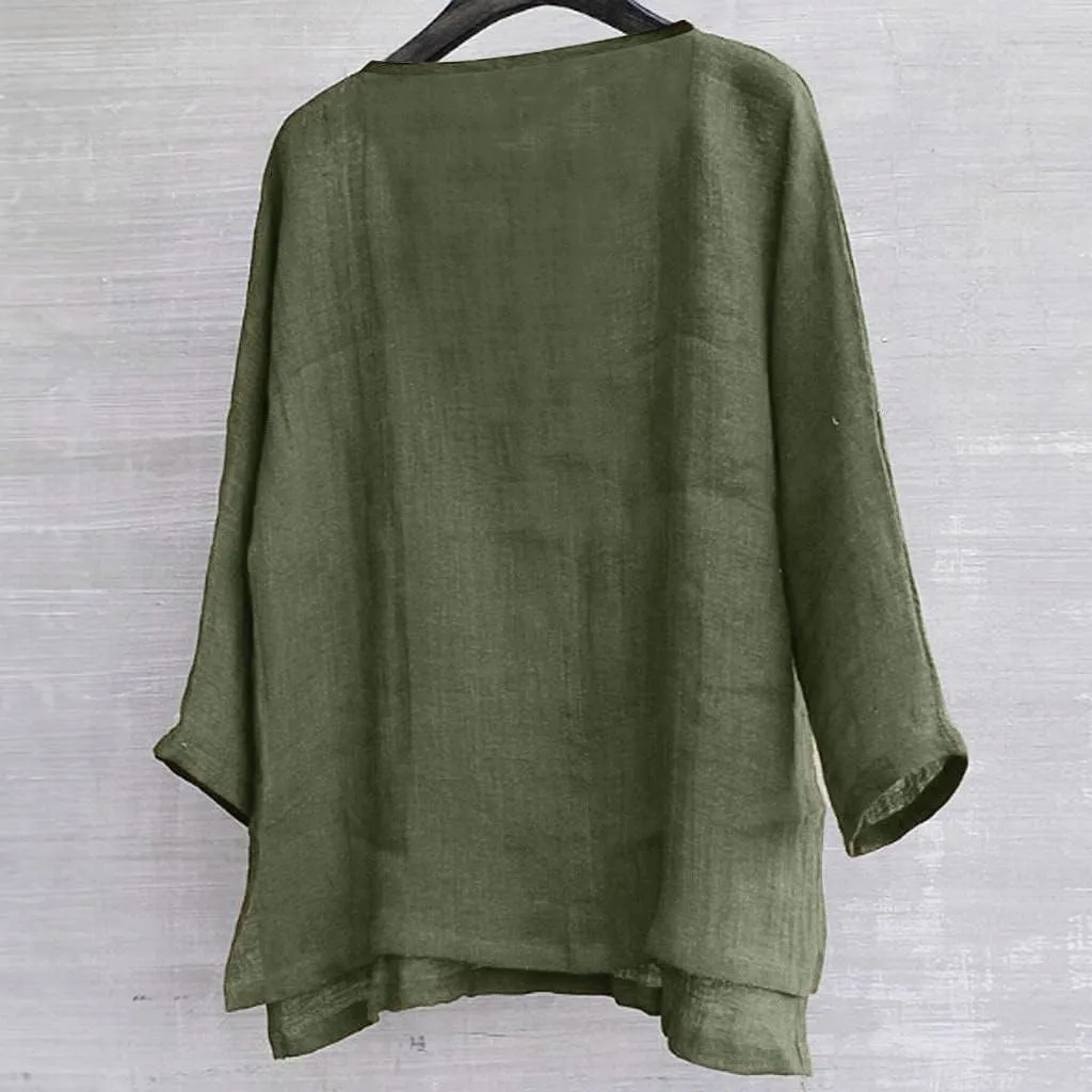 Men Cotton Linen Henley Shirts Hippie Baggy Breathable 3/4 Sleeve Blouse Summer Casual V Neck Beach Yoga Tunic Tops
