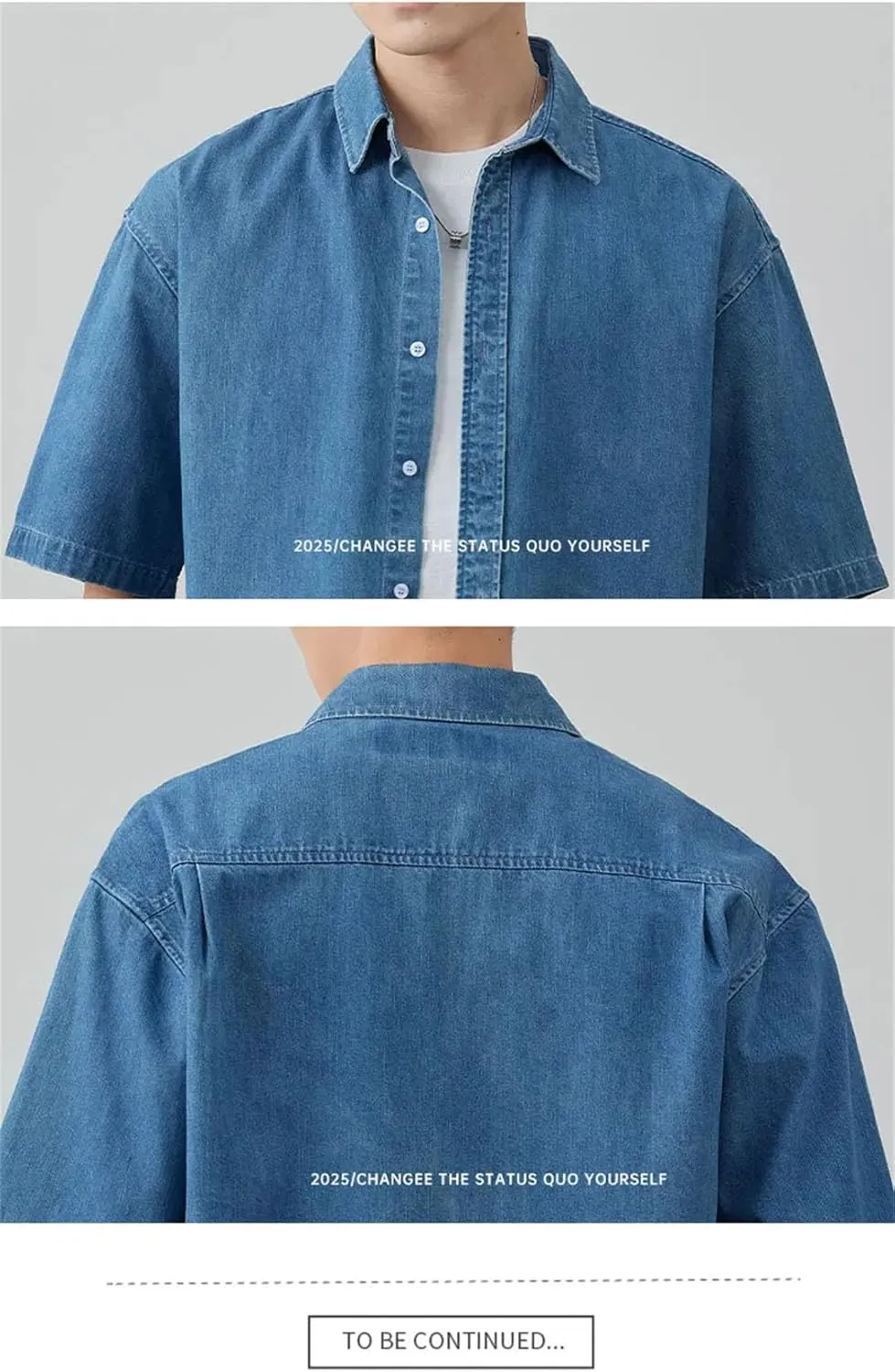Men Streetwear Loose Plus Size Short Sleeve Denim Oversize Jeans Shirts Blouses