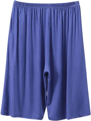 Men Women Plus Size Pajama Shorts Modal Soft Comfy Lounge Gym Sleep Shorts Elastic Waist Loose Knee Length Sleepwear Bottom
