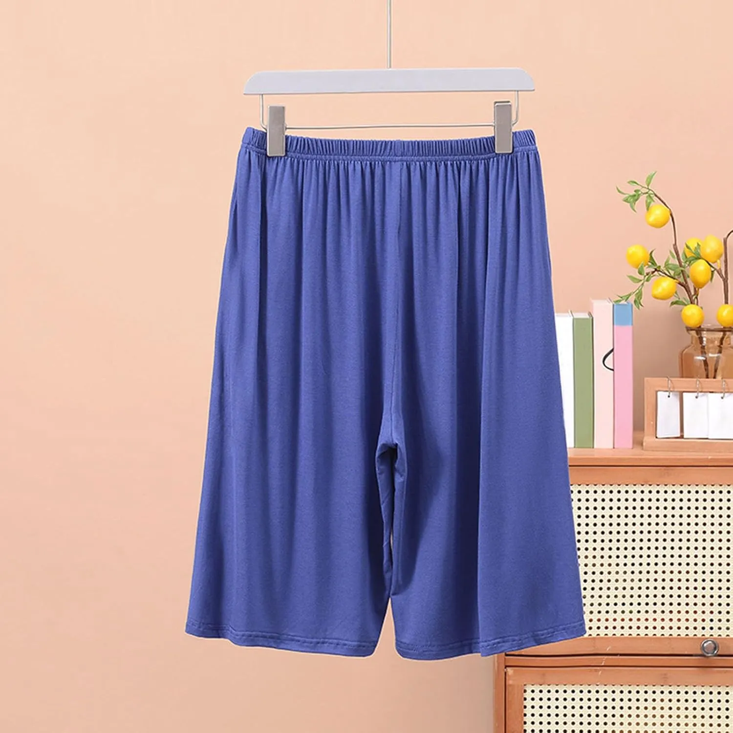 Men Women Plus Size Pajama Shorts Modal Soft Comfy Lounge Gym Sleep Shorts Elastic Waist Loose Knee Length Sleepwear Bottom
