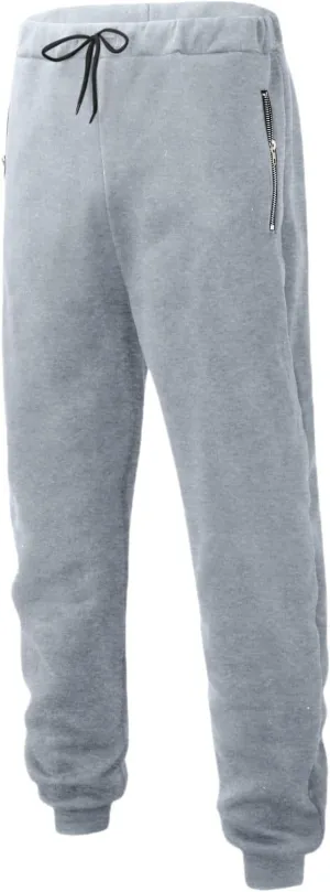 Men's Casual Joggers Sweatpants, Baggy Elastic Waist Drawstring Trousers Workout Long Sweat Pants with Zipper Pockets