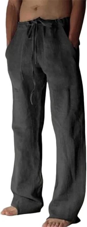 Mens Casual Linen Pants Loose Elastic Waist Drawstring Lightweight Sweatpants Fit Breathable Jogger Yoga Trousers