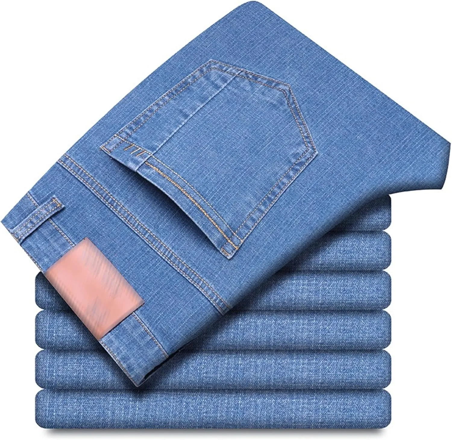 Men's Classic Relaxed Fit Jean Lightweight Straight Leg Washed Denim Jeans Retro Distressed Loose Fit Jean Pants