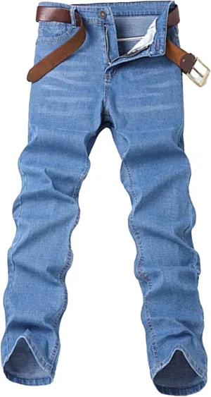 Men's Classic Relaxed Fit Jean Lightweight Straight Leg Washed Denim Jeans Retro Distressed Loose Fit Jean Pants