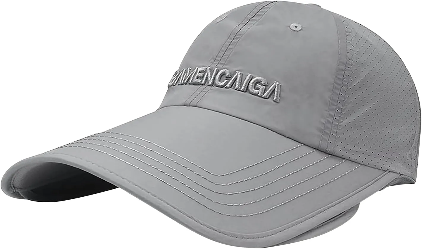 Mens Cool Mesh Baseball Cap Retractable Wide Brim Quick Dry Golf Fishing Running Hat Women Ponytail Beach Sun Visor Hat
